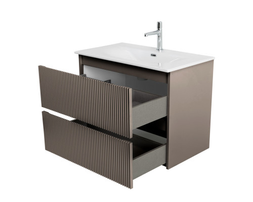 Тумба с раковиной подвесная 90 см, BelBagno UNO-900-2C-SO-CO Бежевый матовый, раковина белая BB-8099-90