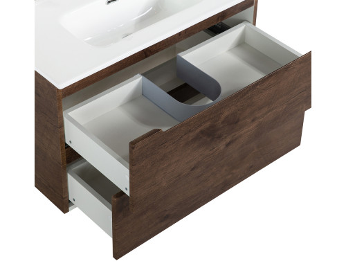 Тумба с раковиной подвесная 80 см, BelBagno ETNA39-800/390-2C-SO-RW-P Rovere Moro, раковина BB800/390ETL белая