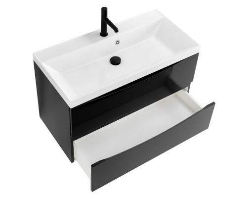 Тумба с раковиной подвесная BelBagno MARINO-800 Nero Lucido, раковина белая BB800/450-LV-MR-AST