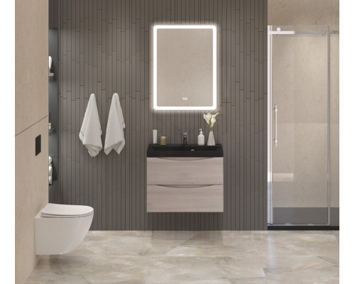 Тумба с раковиной подвесная BelBagno MARINO-700 Rovere Grigio, раковина чёрная BB700/450-LV-ART-AST-NERO