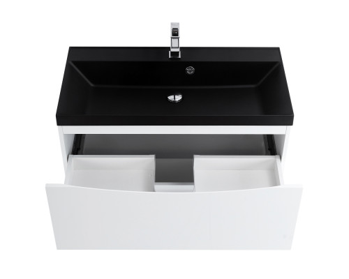 Тумба с раковиной напольная BelBagno MARINO-800 Bianco Lucido, раковина чёрная BB800/450-LV-ART-AST-NERO