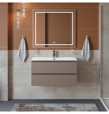 Тумба с раковиной подвесная BelBagno KRAFT-800-2C-SO-CO, 80 см, Бежевый Матовый, раковина белая BB-8099-80