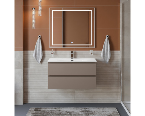 Тумба с раковиной подвесная BelBagno KRAFT-800-2C-SO-CO, 80 см, Бежевый Матовый, раковина белая BB-8099-80