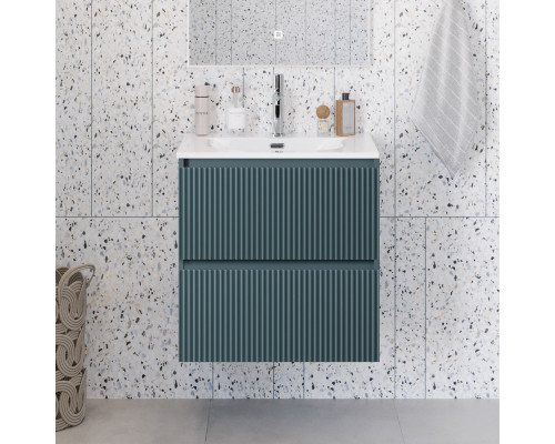 Тумба с раковиной подвесная 60 см, BelBagno UNO-MINI-600-2C-SO-AO Голубой матовый, раковина белая BB-8099-3-60