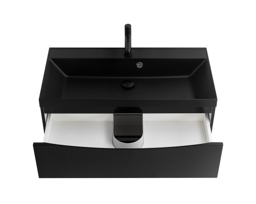 Тумба с раковиной подвесная BelBagno MARINO-800 Nero Lucido, раковина черная BB800/450-LV-ART-AST-NERO