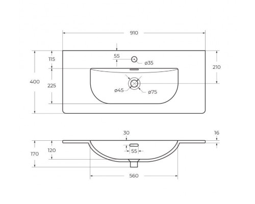 Тумба с раковиной подвесная 90 см, BelBagno UNO-MINI-900-2C-SO-СO Бежевый матовый, раковина белая BB-8099-3-90