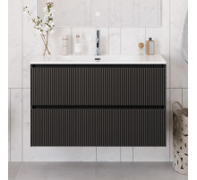 Тумба с раковиной подвесная 120 см, BelBagno UNO-1200-2C-SO-GSO Темно-Серый матовый, раковина белая BB-8099-120