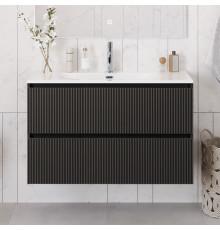 Тумба с раковиной подвесная 120 см, BelBagno UNO-1200-2C-SO-GSO Темно-Серый матовый, раковина белая BB-8099-120