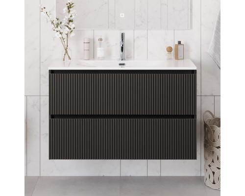 Тумба с раковиной подвесная 120 см, BelBagno UNO-1200-2C-SO-GSO Темно-Серый матовый, раковина белая BB-8099-120