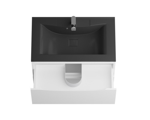 Тумба с раковиной напольная BelBagno MARINO-800 Bianco Lucido, раковина чёрная BB800/450-LV-ART-PR-NERO