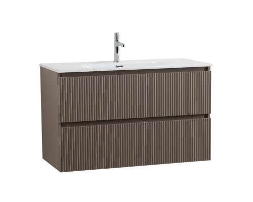 Тумба с раковиной подвесная 100 см, BelBagno UNO-MINI-1000-2C-SO-СO Бежевый матовый, раковина белая BB-8099-3-100