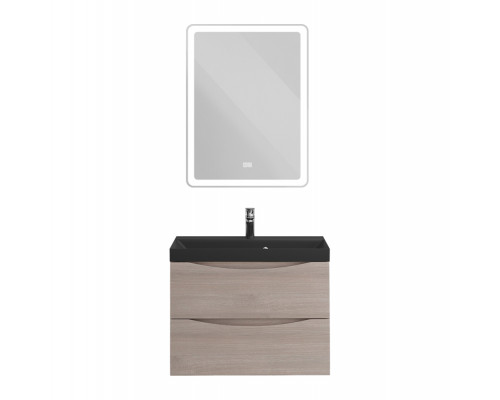 Тумба с раковиной BelBagno MARINO-600 Rovere Grigio, раковина черная  BB600/450-LV-ART-AST-NERO