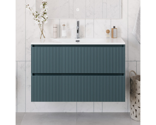 Тумба с раковиной подвесная 120 см, BelBagno UNO-1200-2C-SO-AO Голубой матовый, раковина белая BB-8099-120