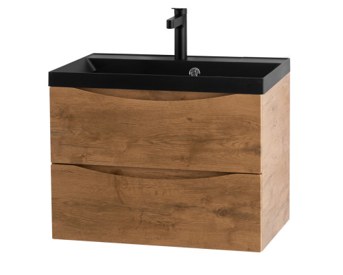 Тумба с раковиной подвесная BelBagno MARINO-600 Rovere Nature, раковина черная BB600/450-LV-ART-AST-NERO