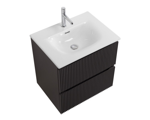 Тумба с раковиной подвесная 60 см, BelBagno UNO-MINI-600-2C-SO-GSO Темно-Серый матовый, раковина белая BB-8099-3-60