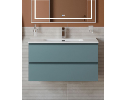 Тумба с раковиной подвесная BelBagno KRAFT-900-2C-SO-AO, 90 см, Голубой матовый, раковина белая BB1000ETL