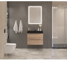 Тумба с раковиной подвесная BelBagno MARINO-700 Rovere Bianco, раковина чёрная BB700/450-LV-ART-AST-NERO
