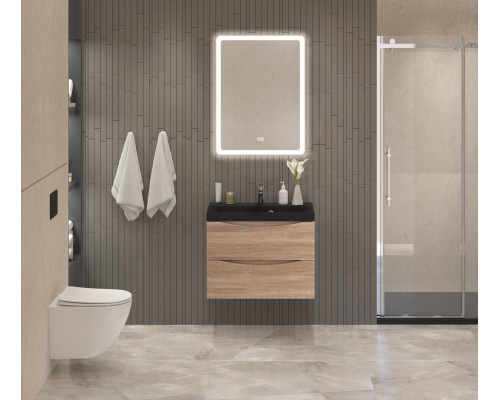 Тумба с раковиной подвесная BelBagno MARINO-700 Rovere Bianco, раковина чёрная BB700/450-LV-ART-AST-NERO