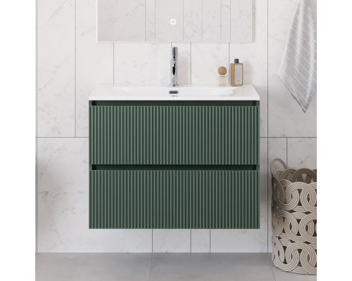 Тумба с раковиной подвесная 90 см, BelBagno UNO-900-2C-SO-VO Еловый матовый, раковина белая BB-8099-90