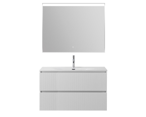 Тумба с раковиной подвесная 100 см, BelBagno UNO-1000-2C-SO-BO Bianco Opaco, раковина белая BB-8099-100