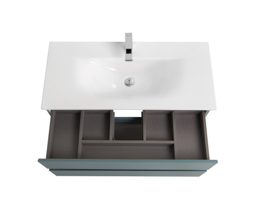 Тумба с раковиной подвесная BelBagno KRAFT-900-2C-SO-AO, 90 см, Голубой матовый, раковина белая BB-8099-90