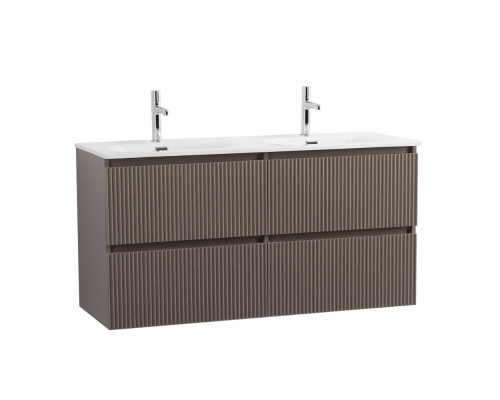 Тумба с раковиной подвесная 120 см, BelBagno UNO-1200-4C-SO-СO Бежевый матовый, раковина белая BB-8099-120-2 с 2-я чашами