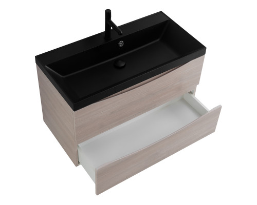 Тумба с раковиной подвесная BelBagno MARINO-800 Rovere Grigio, раковина черная BB800/450-LV-ART-AST-NERO