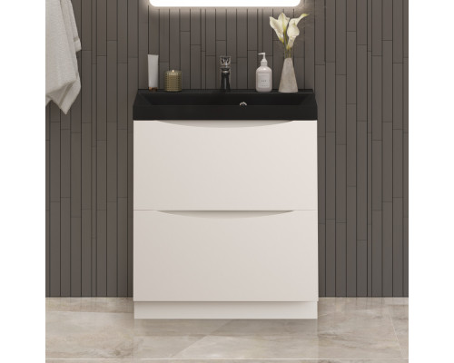 Тумба с раковиной напольная BelBagno MARINO-600 Bianco Lucido, раковина черная BB600/450-LV-ART-AST-NERO