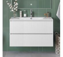 Тумба с раковиной подвесная 90 см, BelBagno UNO-MINI-900-2C-SO-BO Белая матовая, раковина белая BB-8099-3-90