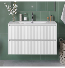 Тумба с раковиной подвесная 90 см, BelBagno UNO-MINI-900-2C-SO-BO Белая матовая, раковина белая BB-8099-3-90