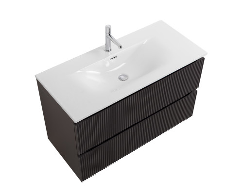 Тумба с раковиной подвесная 100 см, BelBagno UNO-1000-2C-SO-GSO Темно-Серый матовый, раковина белая BB-8099-100