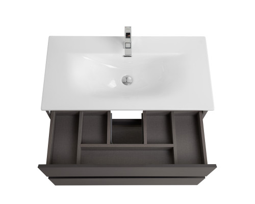 Тумба с раковиной подвесная BelBagno KRAFT-900-2C-SO-GSO, 90см, Темно-Серый Матовый, раковина белая BB-8099-90