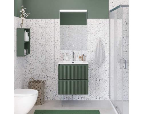 Тумба с раковиной подвесная 50 см, BelBagno UNO-MINI-500-2C-SO-VO Еловый матовый, раковина белая BB-8099-3-50