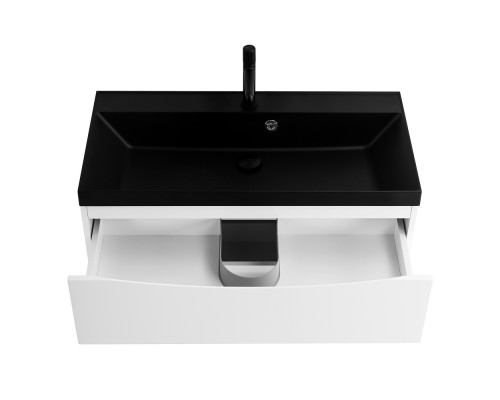 Тумба с раковиной подвесная BelBagno Marino-800, Bianco Lucido, раковина черная BB800/450-LV-MR-AST-NERO