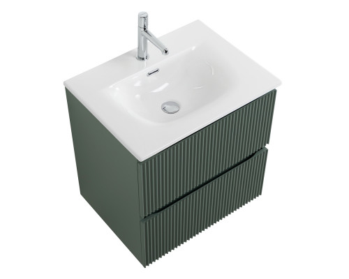 Тумба с раковиной подвесная 60 см, BelBagno UNO-600-2C-SO-VO Еловый матовый, раковина белая BB-8099-60