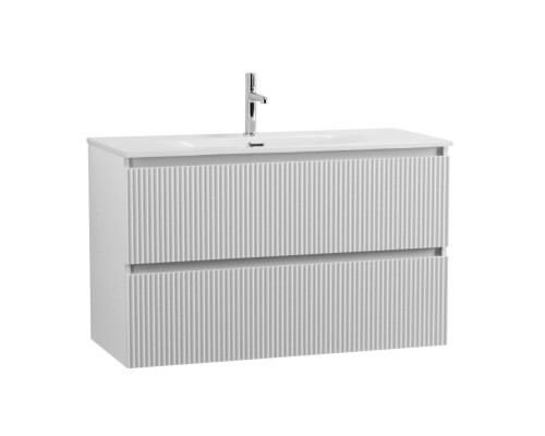 Тумба с раковиной подвесная 100 см, BelBagno UNO-1000-2C-SO-BO Bianco Opaco, раковина белая BB-8099-100