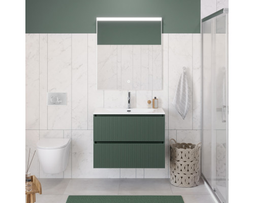 Тумба с раковиной подвесная 80 см, BelBagno UNO-800-2C-SO-VO Еловый матовый, раковина белая BB-8099-80