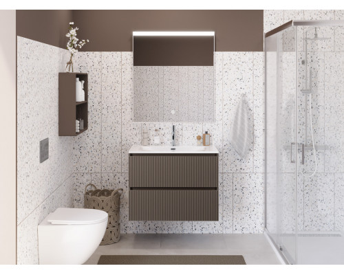 Тумба с раковиной подвесная 70 см, BelBagno UNO-MINI-700-2C-SO-СO Бежевый матовый, раковина белая BB-8099-3-70