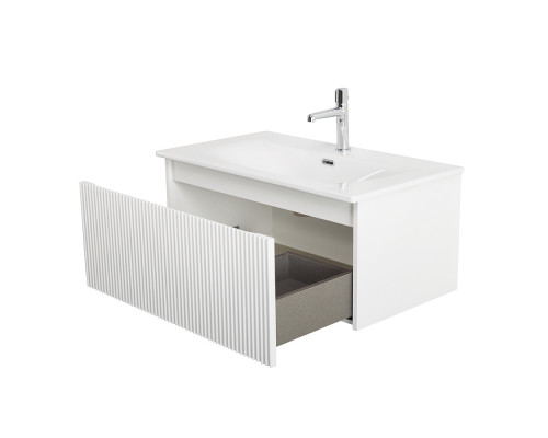 Тумба с раковиной подвесная 80 см, BelBagno UNO-800-1C-SO-BO Bianco Opaco, раковина белая BB-8099-80