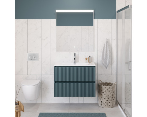 Тумба с раковиной подвесная 80 см, BelBagno UNO-800-2C-SO-AO Голубой матовый, раковина белая BB-8099-80