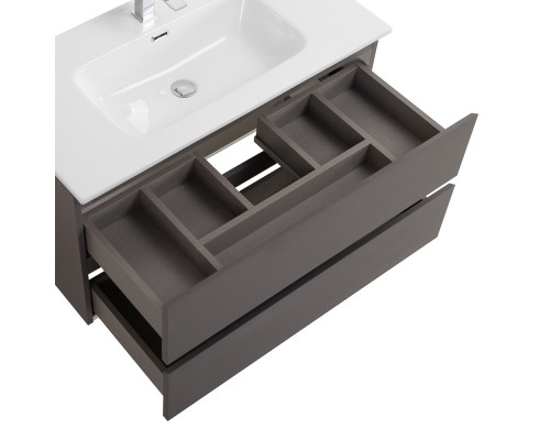 Тумба с раковиной подвесная BelBagno KRAFT-1000-2C-SO-GSO, 100 см, Темно-Серый Матовый, раковина белая BB1000ETL
