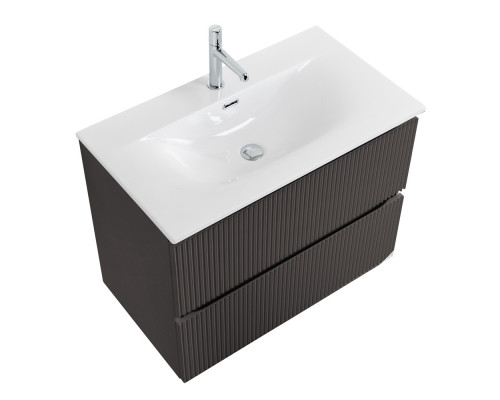 Тумба с раковиной подвесная 80 см, BelBagno UNO-800-2C-SO-GSO Темно-Серый матовый, раковина белая BB-8099-80