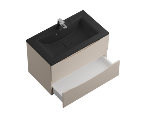 Тумба с раковиной подвесная BelBagno MARINO-800 Crema Opaco, раковина черная BB800/450-LV-ART-PR-NERO