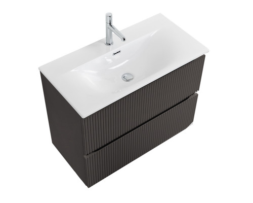 Тумба с раковиной подвесная 80 см, BelBagno UNO-MINI-800-2C-SO-GSO Темно-Серый матовый, раковина белая BB-8099-3-80