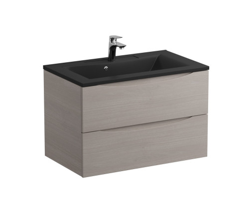 Тумба с раковиной подвесная BelBagno MARINO-800 Rovere Grigio, раковина черная BB800/450-LV-ART-PR-NERO