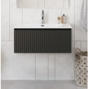 Тумба с раковиной подвесная 80 см, BelBagno UNO-800-1C-SO-GSO Темно-Серый матовый, раковина белая BB-8099-80