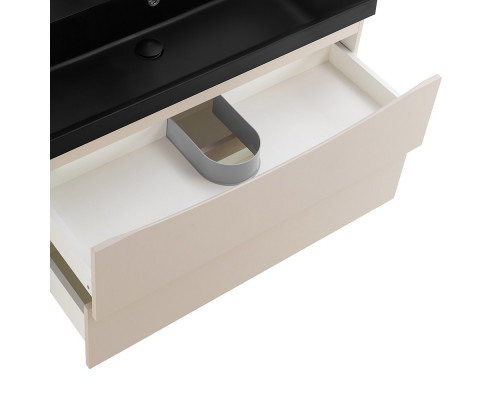 Тумба с раковиной подвесная BelBagno MARINO-800 Crema Opaco, раковина черная  BB800/450-LV-ART-AST-NERO