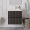 Тумба с раковиной подвесная 60 см, BelBagno UNO-600-2C-SO-GSO Темно-Серый матовый, раковина белая BB-8099-60