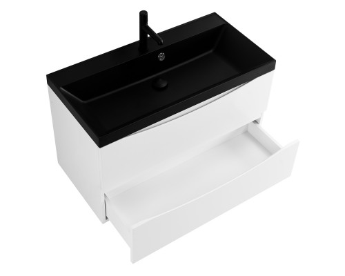 Тумба с раковиной подвесная BelBagno MARINO-800 Bianco Opaco, раковина черная BB800/450-LV-MR-AST-NERO