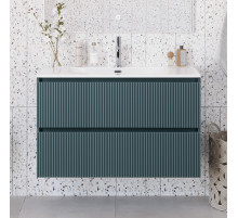 Тумба с раковиной подвесная 100 см, BelBagno UNO-MINI-1000-2C-SO-AO Голубой матовый, раковина белая BB-8099-3-100